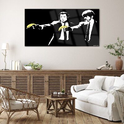 Pop art bananas Glass Wall Art