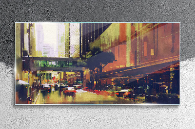 A street in the hustle and bustle of the city Glass Wall Art