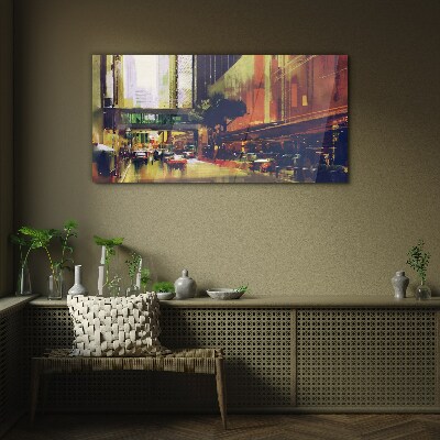 A street in the hustle and bustle of the city Glass Wall Art