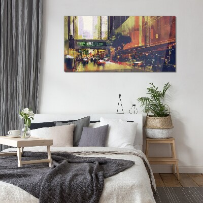 A street in the hustle and bustle of the city Glass Wall Art