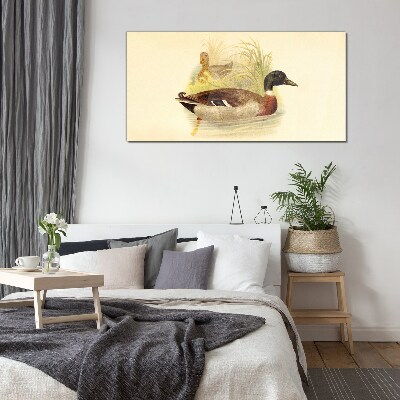 Ducks in the grass Glass Wall Art