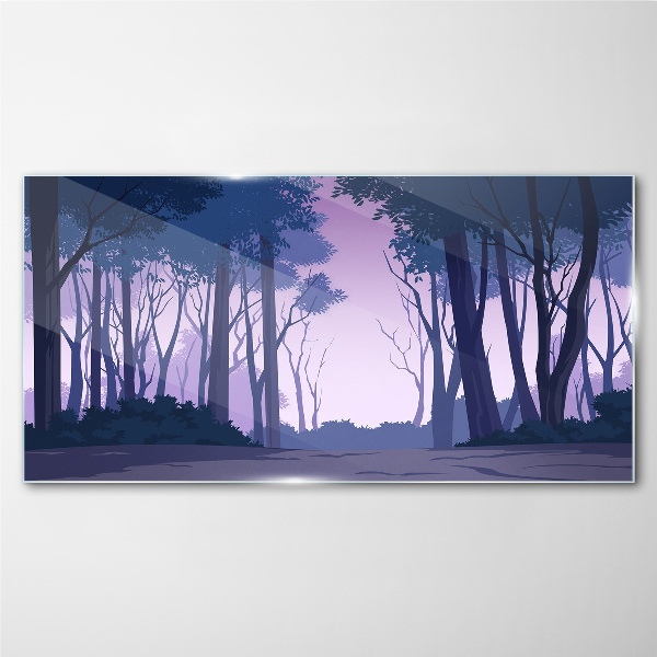 Enchanted Forest at Dusk Glass Wall Art