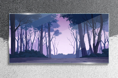 Enchanted Forest at Dusk Glass Wall Art