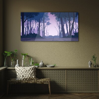 Enchanted Forest at Dusk Glass Wall Art