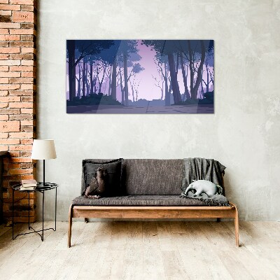 Enchanted Forest at Dusk Glass Wall Art