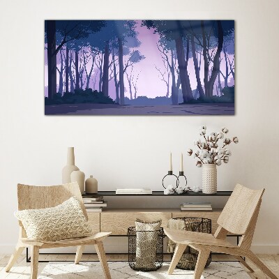 Enchanted Forest at Dusk Glass Wall Art