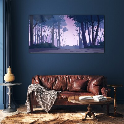 Enchanted Forest at Dusk Glass Wall Art