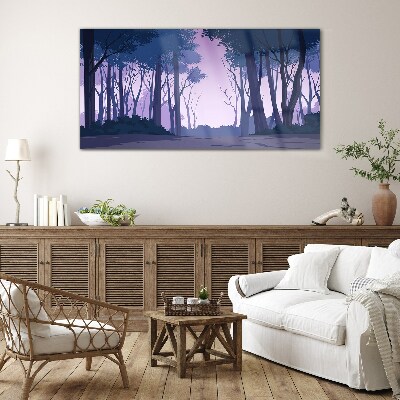 Enchanted Forest at Dusk Glass Wall Art