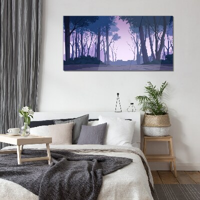 Enchanted Forest at Dusk Glass Wall Art