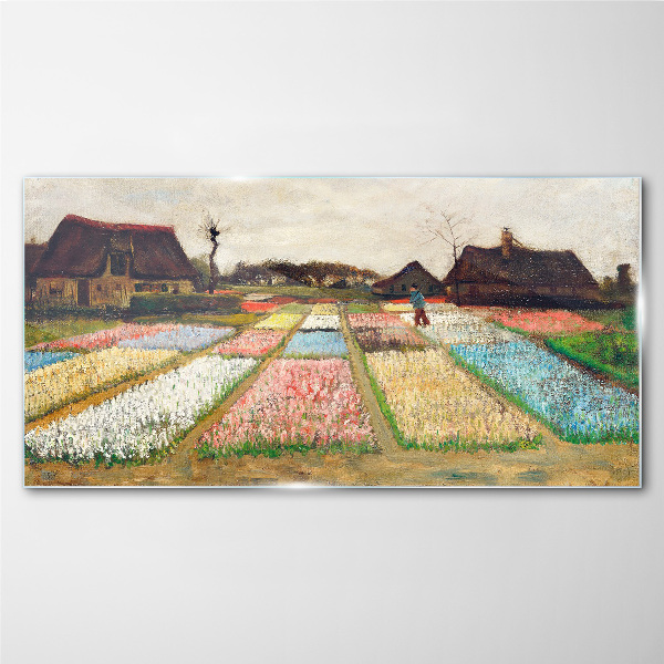 Spring tulip fields Glass Wall Art