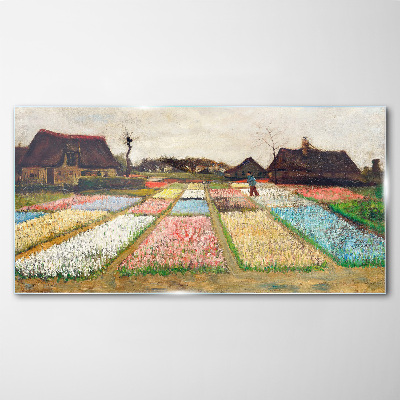 Spring tulip fields Glass Wall Art