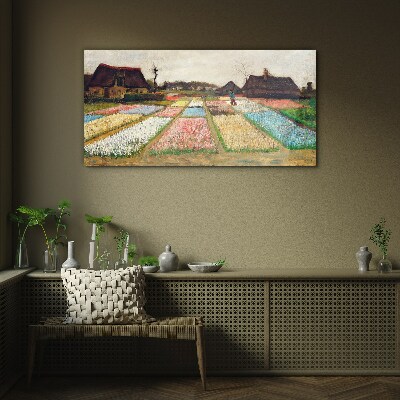 Spring tulip fields Glass Wall Art