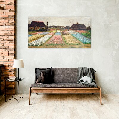 Spring tulip fields Glass Wall Art
