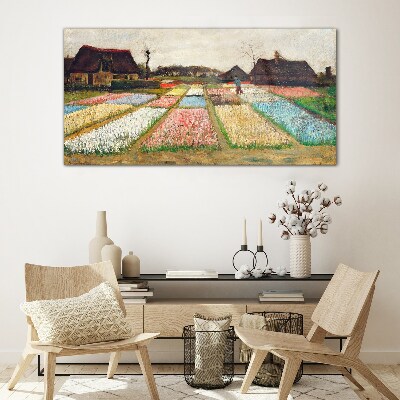 Spring tulip fields Glass Wall Art