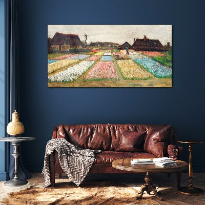 Spring tulip fields Glass Wall Art