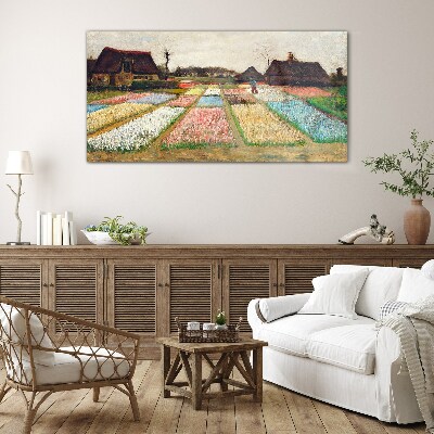 Spring tulip fields Glass Wall Art