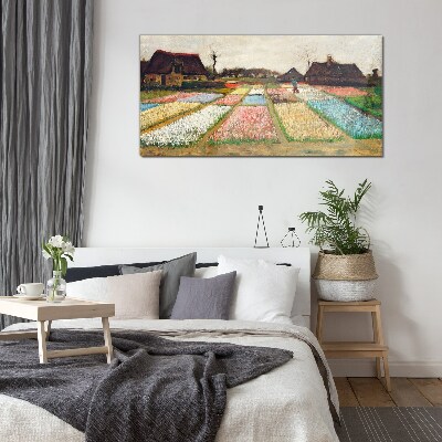 Spring tulip fields Glass Wall Art