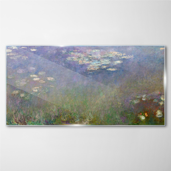 Lilac reflections in the water Glass Wall Art