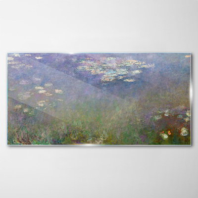 Lilac reflections in the water Glass Wall Art