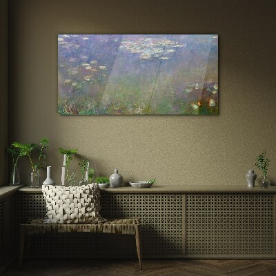 Lilac reflections in the water Glass Wall Art