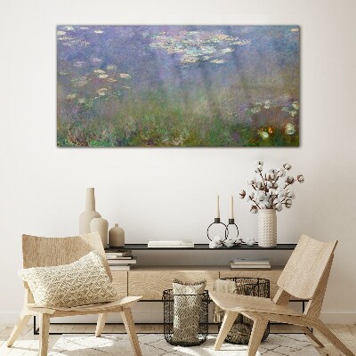 Lilac reflections in the water Glass Wall Art