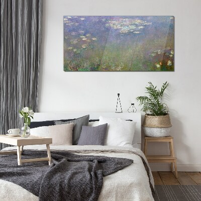 Lilac reflections in the water Glass Wall Art
