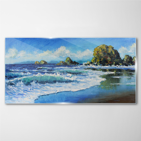 Calm Sea on a Sunny Day Glass Wall Art