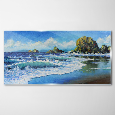 Calm Sea on a Sunny Day Glass Wall Art