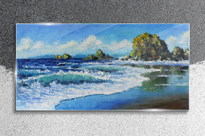Calm Sea on a Sunny Day Glass Wall Art
