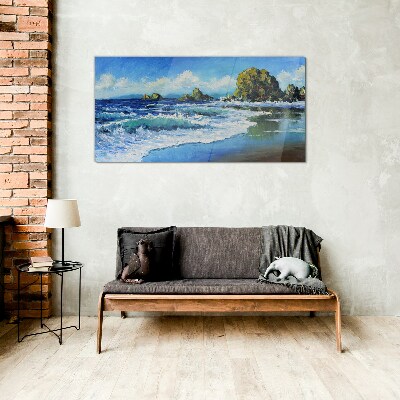 Calm Sea on a Sunny Day Glass Wall Art