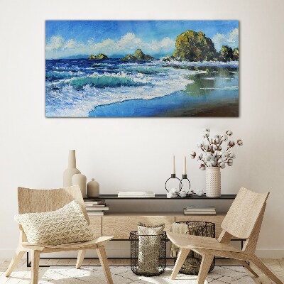Calm Sea on a Sunny Day Glass Wall Art