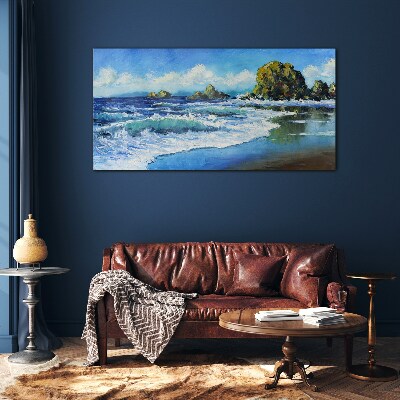 Calm Sea on a Sunny Day Glass Wall Art