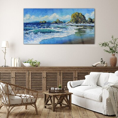 Calm Sea on a Sunny Day Glass Wall Art