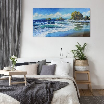 Calm Sea on a Sunny Day Glass Wall Art