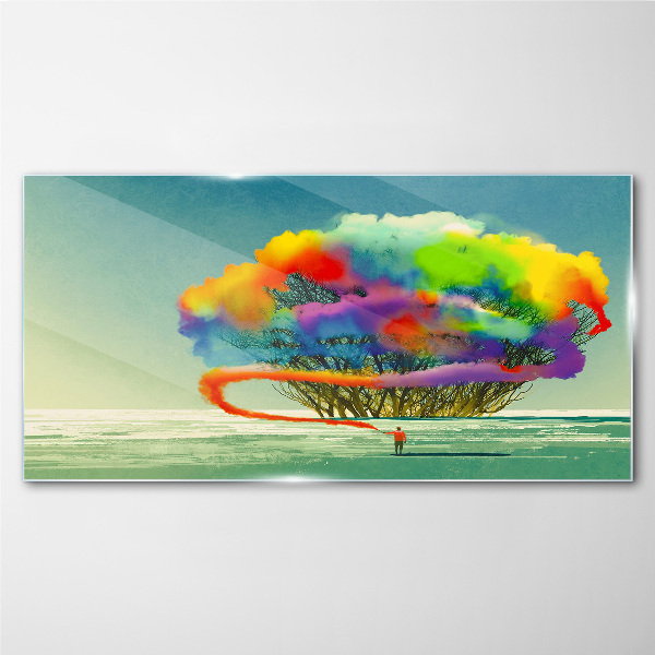 A colorful dream about a tree Glass Wall Art