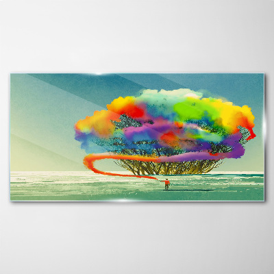 A colorful dream about a tree Glass Wall Art