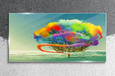 A colorful dream about a tree Glass Wall Art