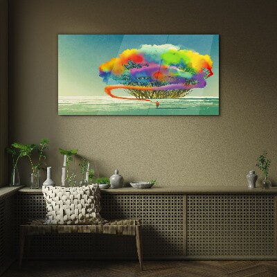 A colorful dream about a tree Glass Wall Art