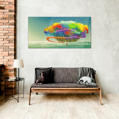 A colorful dream about a tree Glass Wall Art