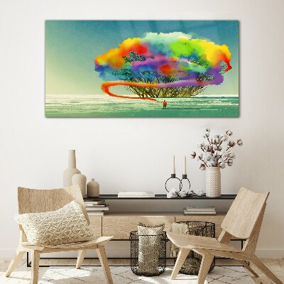 A colorful dream about a tree Glass Wall Art