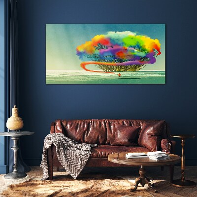 A colorful dream about a tree Glass Wall Art