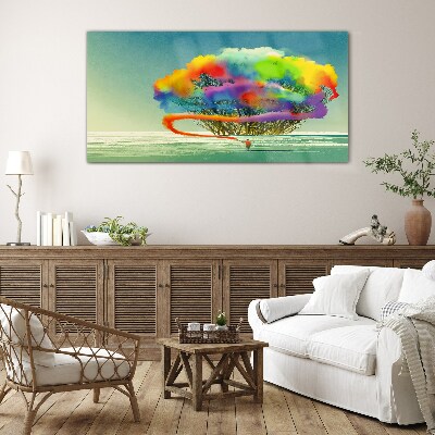 A colorful dream about a tree Glass Wall Art