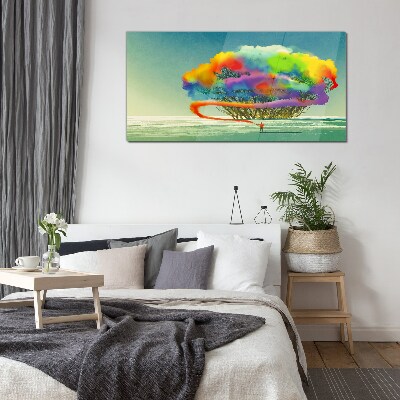 A colorful dream about a tree Glass Wall Art