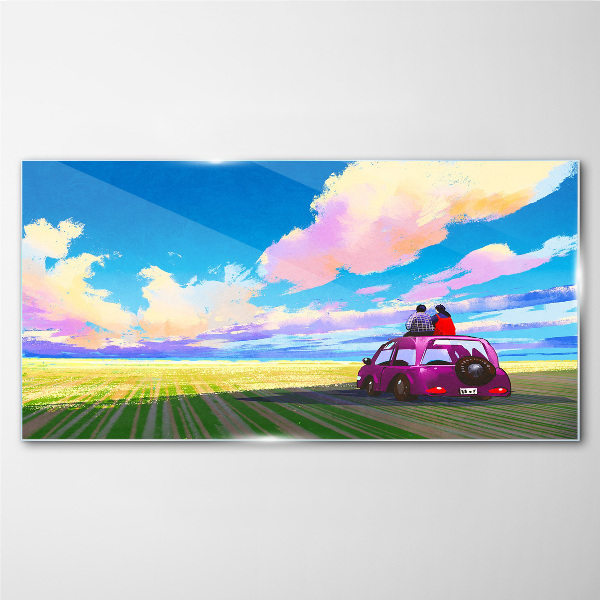 A journey through colorful scenery Glass Wall Art