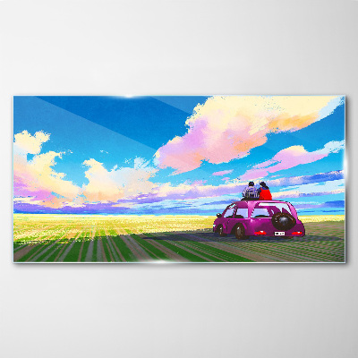 A journey through colorful scenery Glass Wall Art