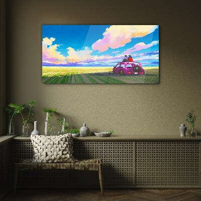 A journey through colorful scenery Glass Wall Art
