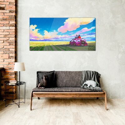 A journey through colorful scenery Glass Wall Art
