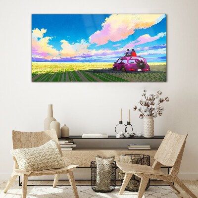 A journey through colorful scenery Glass Wall Art
