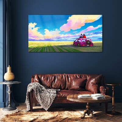 A journey through colorful scenery Glass Wall Art