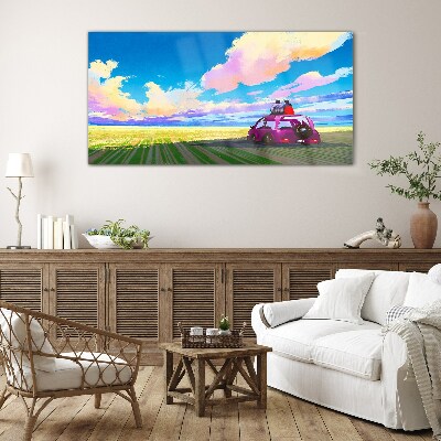 A journey through colorful scenery Glass Wall Art